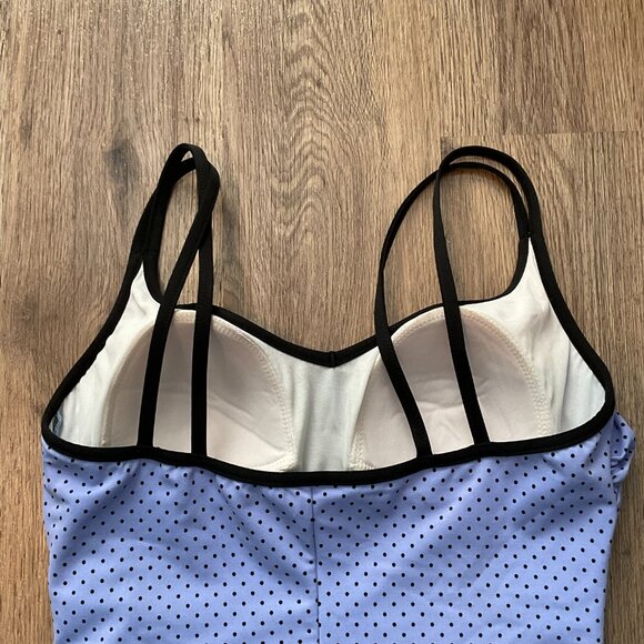 Trimshaper Swimsuit One Piece Purple Black‎ Polka Dot Bathing Suit Size 12 - Picture 4 of 7